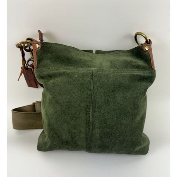 Mo And Co Bags Green Suede Crossbody Leather Messenger Purse Flap Pocket Quality - Picture 3 of 15